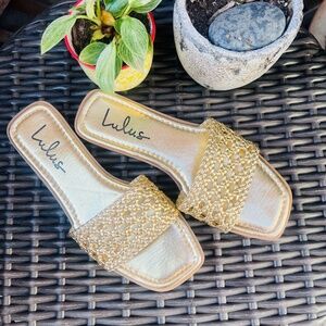 LuLus Gold Sandals
